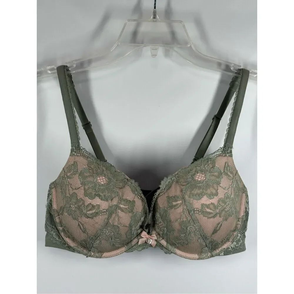 Victoria's Secret Vintage Body by Victoria push-up pigeonnant pink green lace br